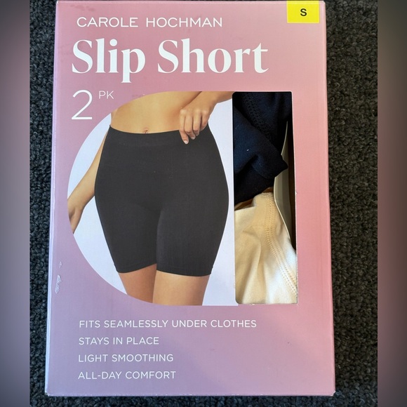 Midnight by Carole Hochman Black and cream Slip Shorts 2 Pack - Picture 1 of 3